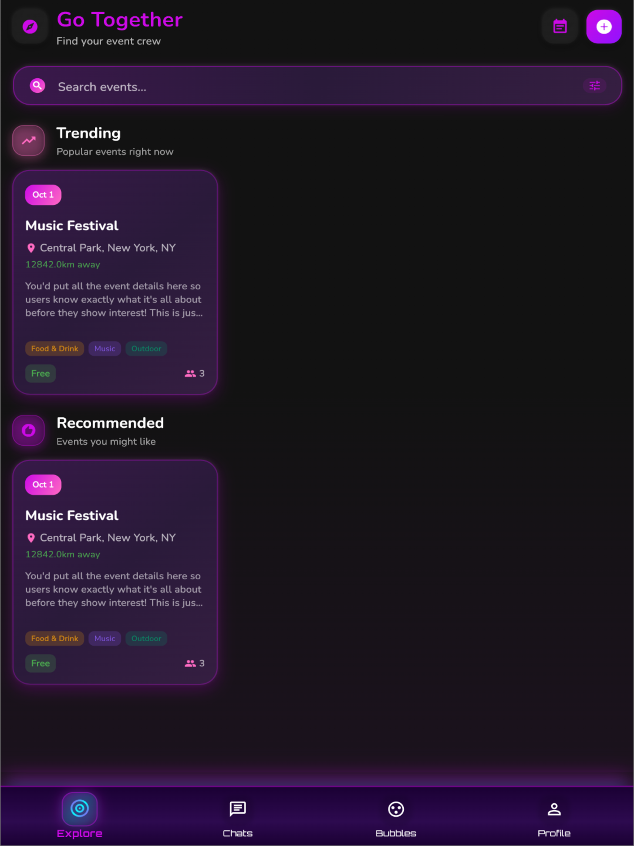 Events listing in Concord