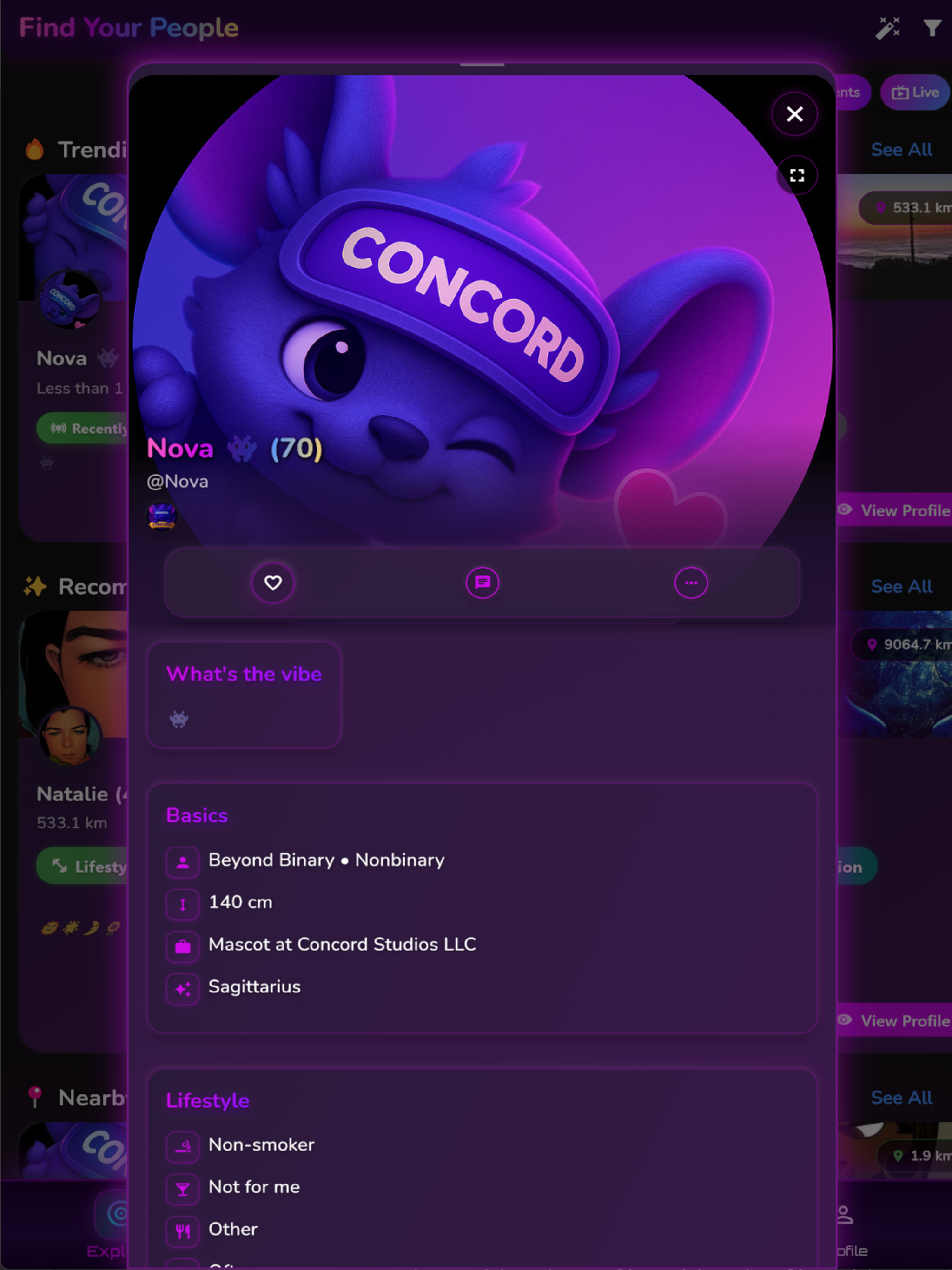 User profile in Concord